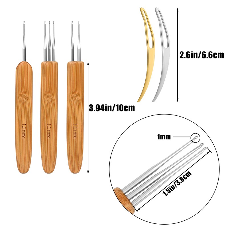 AIEX Pack of 5 dreadlock hook tool, hair crochet hook