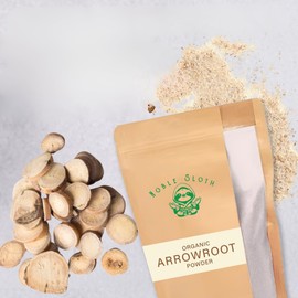Noble Sloth Premium Organic Arrowroot Powder 16oz - Pure Natural Arrowroot Starch, Gluten-Free, Non-GMO Cooking & Baking Thickener, Grain-Free Alternative for Sensitive Skin & Digestive Health