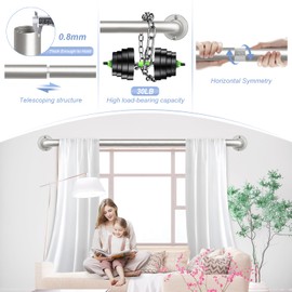 TANGWIN Nickel Wrap Around Curtain Rods 28 to 60 In:Blackout Heavy duty Adjustable Window Curtain Rod for Bedroom,Industrial Darkening Curved French Metal Single Drapery Rods Easy Install,Satin Nickel