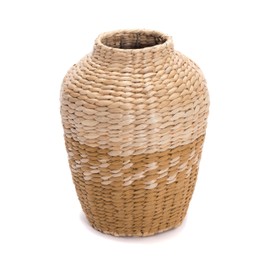 CREEDWOOD Cairo Straw Vase, 32 x 23 cm, Straw, Natural/Yellow, Floor Vase, Standing Vase, Artificial Flowers Vase, Woven Planter, Straw Vase, Braided Flower Vase