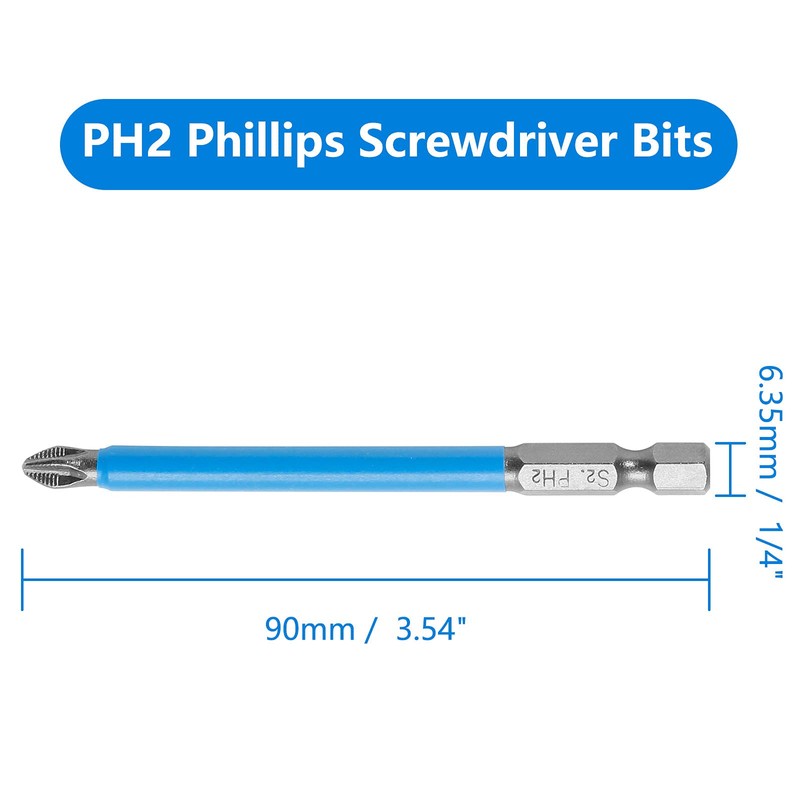 Cjueiom 10Pcs Magnetic PH2 Screwdriver Bits Set, Anti Slip Phillips