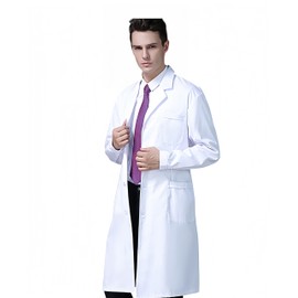 Aylashine Men's White Lab Coats，Doctor Workwear，Long Sleeve Classic，for Doctor，Nurse，Med School，Dental Costume White(XXL)