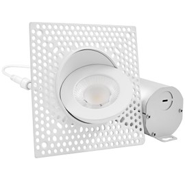 LUXRITE 3 Inch Floating Gimbal LED Trimless Recessed Lighting with Junction Box, CRI 90, 5CCT 2700K-5000K, Dimmable, 12W, 900LM, Adjustable Directional Downlight, Damp & IC Rated, ETL Listed