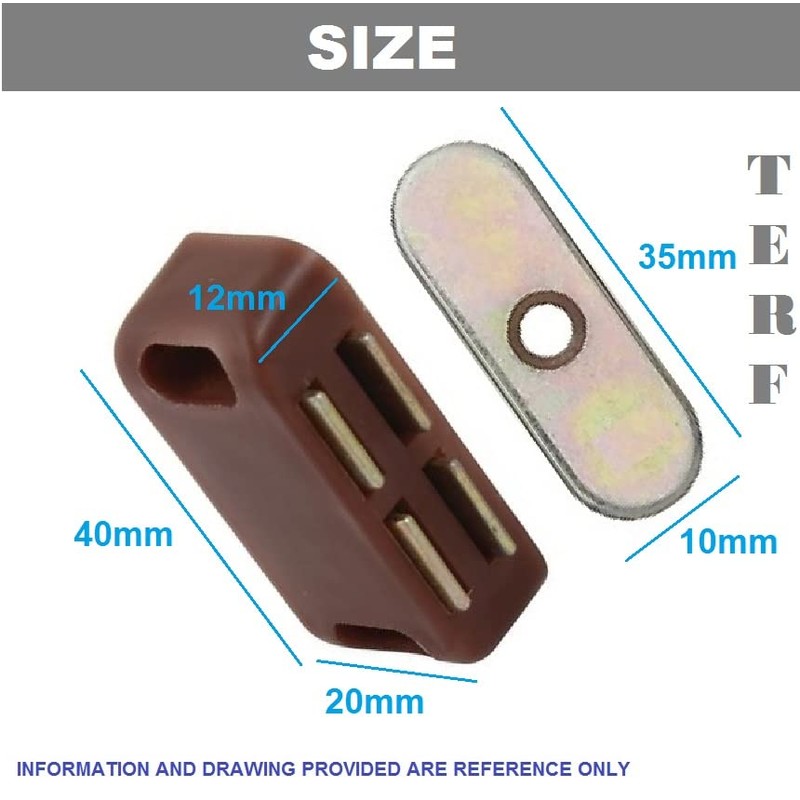TERF® Brown Magnetic Door Catch Closer 40mm With Fixing Screw