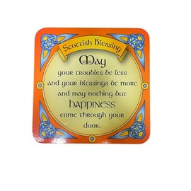 Royal Tara Scottish Cork Coaster for Tabletop 4.13" Scotland Blessing May Your Troubles Be Less... Heat and Stain Resistant Kitchenware Present Housewarming Gift
