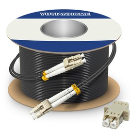 YUTIANHOME 150m (500ft) LC to LC Duplex OM3 Outdoor Armored Fiber Optic Patch Cable, 10Gb, 50/125um Multimode Optical Fiber Cable, Low Friction LSZH Black