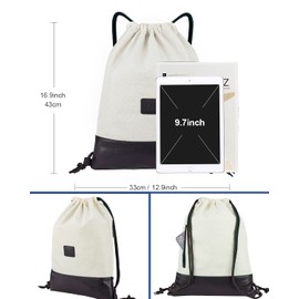 Livacasa Gym Bag With Zip And Inner Pocket, Sports Bag, Hipster Gym Bag, Lined Backpack With Adjustable Drawstring, Gym Bag For Men And Women, white