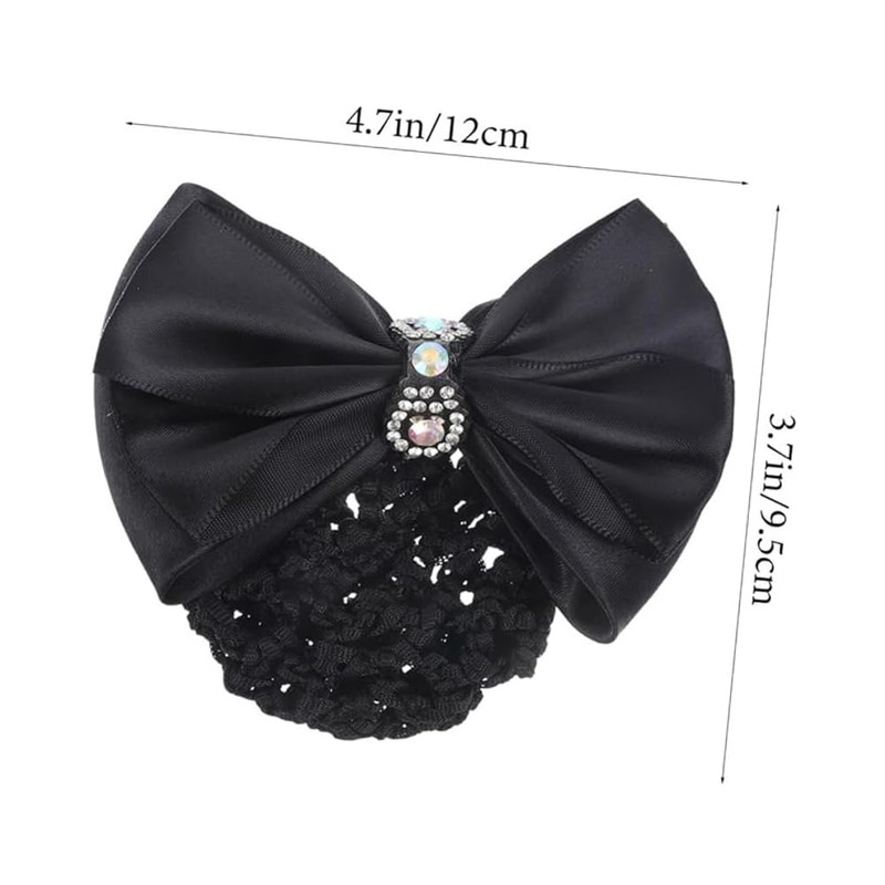 French Hair Net Bun Cover with Bow Clips, 2-Piece Set,