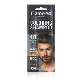 Cameleo Men – Färbendes Shampoo – Mittel Braun – Haare, Bart, Schnurrbart – Erfrischt – Hält 4 bis 6 Haarwäschen – Einfache und schnelle Anwendung – Walnussextrakt – 15 ml