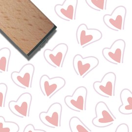 CRASPIRE Heart Wooden Rubber Stamp 3/5 Inch Pattern Mini Small Wood Stamps Vintage Reusable Print for Valentine's Day DIY Craft Card Scrapbooking Journaling Albums Card Making Planner Envelope Photo