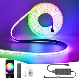 INDARUN RGB COB Led Strip Light 32.8ft 5760 LEDs 10mm Width, Smart 24V Led Strip Alexa/Google Assistant Compatible, Flexible Tape Light with Remote for TV Backlight, Christmas, Party Decor