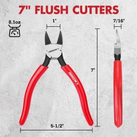 ARROW 7" Precision Wire Cutters Spring Load Side Cutter Diagonal Flush Cut Plier