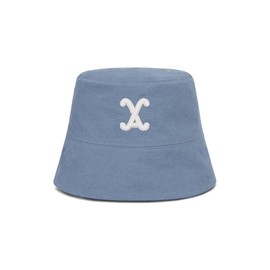 VARZAR VA Curved 3D Logo Drop Bucket Hat, Unisex Hat, Korean Brand, Korean Fashion Hat, UV Protection, Deep, Small Face Effect, SNS Topic, Celebrity Wear, blue, 56 to 60 cm