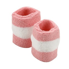 Terry Stripe Wristband Pair-Pink White W15S27D