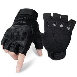 1TG Tactical Tactical Half Finger Gloves, Motorcycle Gloves, Military Use Gloves for Outdoor Cycling, Motorcycle, Hiking, Climbing, Camping, Hunting, Running, Black, M