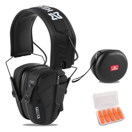 HEARMOR Electronic Shooting Hearing Protection with Practical Storage Case, Sound Amplification Noise Reduction Ear Protection Ear Muffs for Gun Range Hunting, black