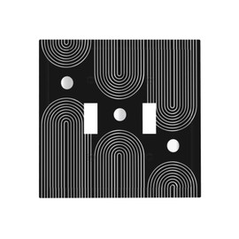 Black White Boho 2 Gang Toggle Light Switch Cover Double Toggle Decorative Wall Plates Cover Electrical Switchplate Faceplate for Home Decor