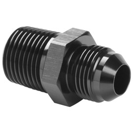 Podavelle 8AN Male Flare to 3/4 NPT Pipe Male Fitting Adapter Union Connector Straight Aluminum Black
