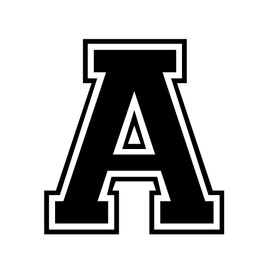 STICKER DAD Varsity Letter A Vinyl Decal by stickerdad® - Size: 5" Color: Black - Windows, Walls, Bumpers, Laptop, Lockers, etc.