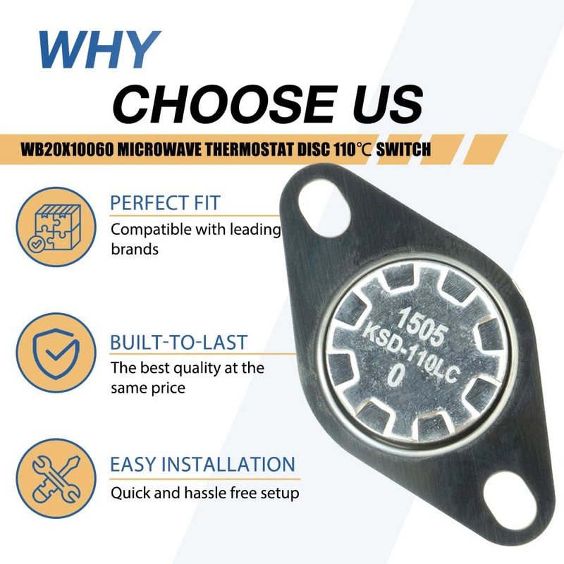 WB20X10060 Microwave Thermostat Disc 110℃ Switch Compatible with GE Replacements