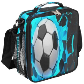 Pardick Lunch Box for Kids Boys Girls Soccer Lunch Bag Football Kids Lunch Box Insulated Teen Students Lunch Bag Meal Tote with Adjustable Shoulder Strap for School