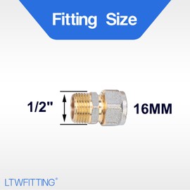 LTWFITTING Clamping Ring Screw Fitting for Aluminium Composite Pipe, Transition with Male Thread, 16 mm x 1/2 Inch (Pack of 5)
