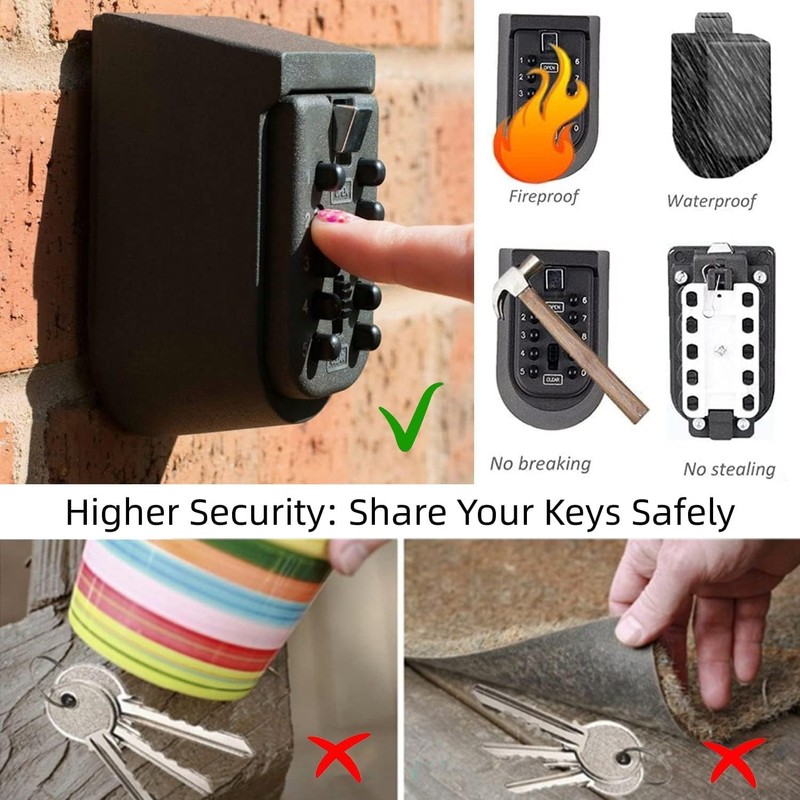 Lospu HY Indoor & Outdoor Key Lock Box Wall Mounted