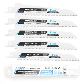 MUOZLOP 5 Pack 6 Inch Reciprocating Saw Blades Set, 8 + 10 TPI Saw Blades for Reciprocating Saw, for Wood/Metal Reciprocating Saw Blades (5, 8 + 10TPI 150 mm)