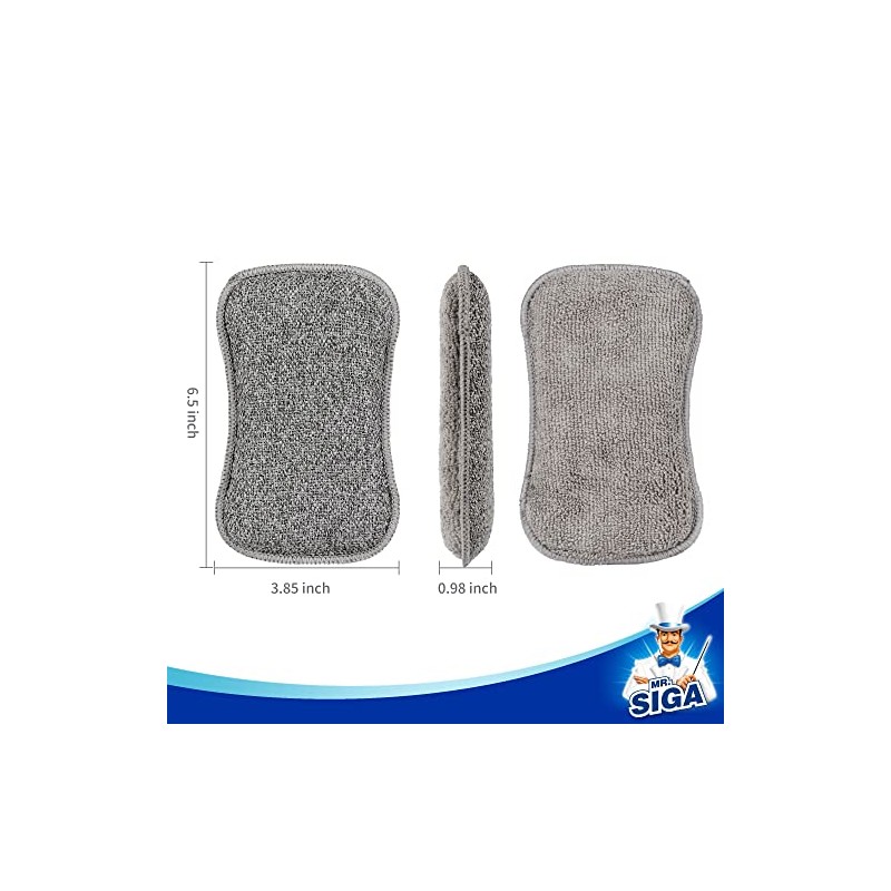 MR.SIGA Esponjas Doble Cara Reutilizables para Lavar Platos, Pack de