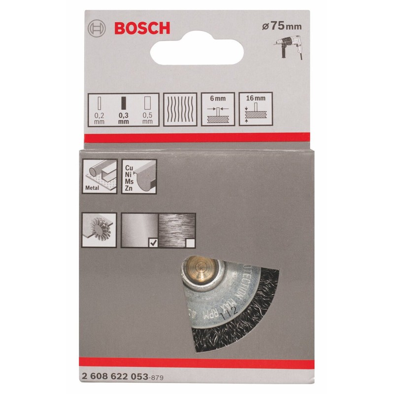 Bosch Accessories 2608622053 Shank Wire Wheel Crimped Wire, 0.3mm Steel,