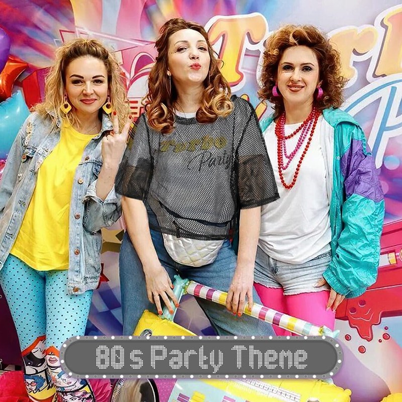 Aomig Women's 80s 90s Outfit, Black 80s Outfit, Party Accessories