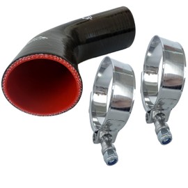 Bekelan 90 Degree 2.5" ID (63mm) Elbow Coupler Silicone Hose With Stainless Steel T-Bolt Clamp - High-Temp 4-Ply Reinforced Design for Automotive Turbo/Intercooler/Intake Piping/Industrial Hydraulic