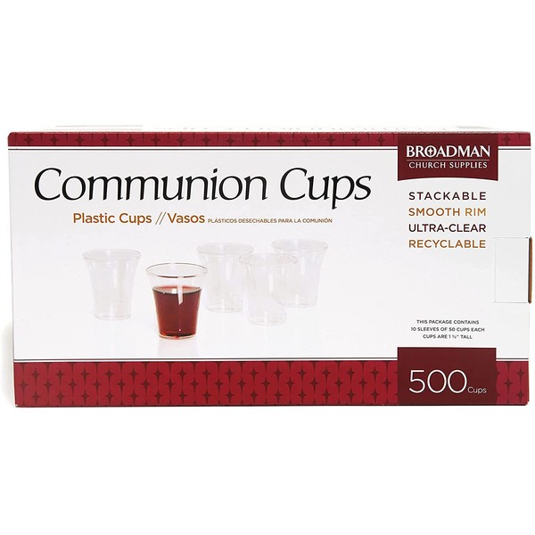 BROADMAN CHURCH SUPPLIES Plastic, Disposable, Recyclable Communion Cups, 500 Count