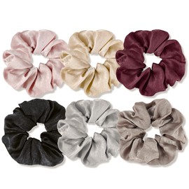 Kavya Hair Bobbles Scrunchies Set Silk Hair Scrunchies Women's Elastic Silk Scrunchie Satin Braid Bobbles Women's Large Hair Accessories Women Girls 6 Pieces