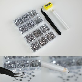 BornSiiren 6500pcs Crystal Flatback Rhinestones for Decorations Crafting Clothes Shoes Nail Art SS30-SS6 5 Sizes with Tweezers and Wax Pencil Kit