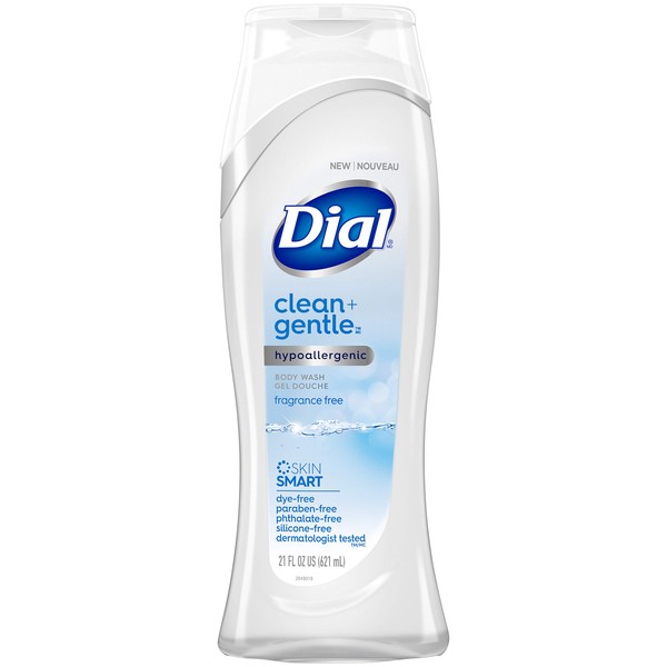 Dial Clean + Gentle Body Wash, Fragrance Free, 6 Count, 21 Fl Oz