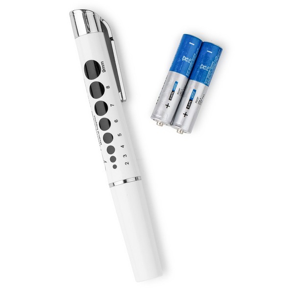 Primacare DL-9325 LED Diagnostic Penlight with Imprinted Pupil Gauge, Reusable and Lightweight Medical Pen Light for Nurse, Student, Doctors EMT, Batteries Included, White