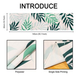Table Runner Leaves Green Spring Summer Modern Polyester Linen Table Runner Green Mint Green Leaves Table Runner Small Table Runner for Holiday Party Picnic Kitchen 40 x 140 cm