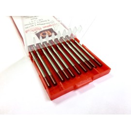 TIG Welding Tungsten Electrodes 2% Thoriated 1/8" x 7" 10-Pack (Red, WT20)