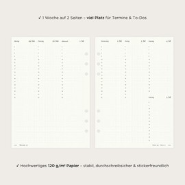 etmamu 1100 Calendar Inserts 2026 A5 Vertical Dot Grid
