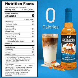 Syruvia Sugar Free Maple Bourbon Pecan Syrup 25.4 fl oz, for Drinks, & More