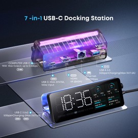Laptop Docking Station, 7-in-1 USB C Docking Station with Screen, Multiple Built-in Apps, USB C Hub with HDMI 4K@60Hz, 1 Gbps Ethernet, 90W Max Charging for Laptop, 5Gbps USB-A/C Ports for Windows/Mac