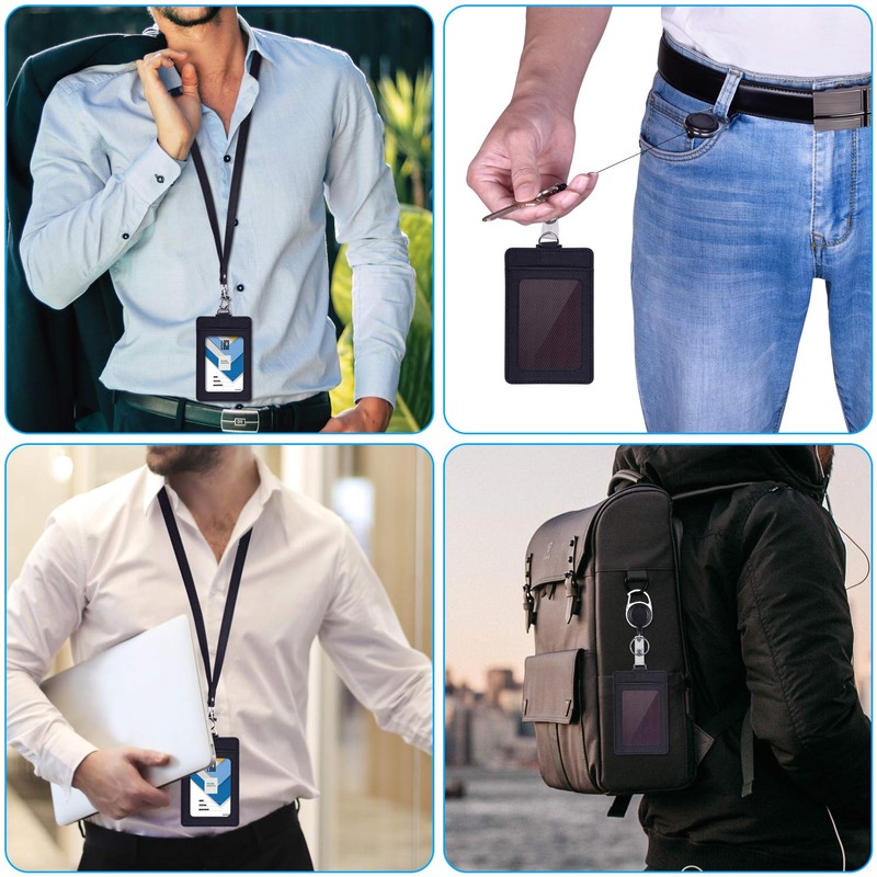 Vertical Wisdompro PU Leather ID Card Holder, Double Sided Pocket,
