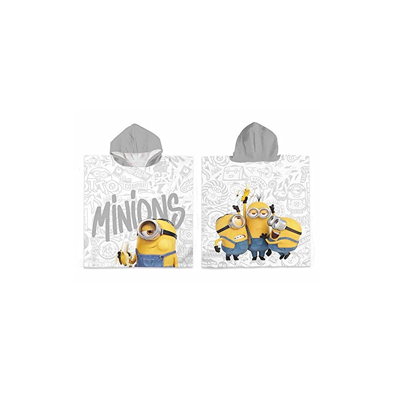 Badeponcho / Badetuch / Poncho Minions mit Kapuze 100% Baumwolle