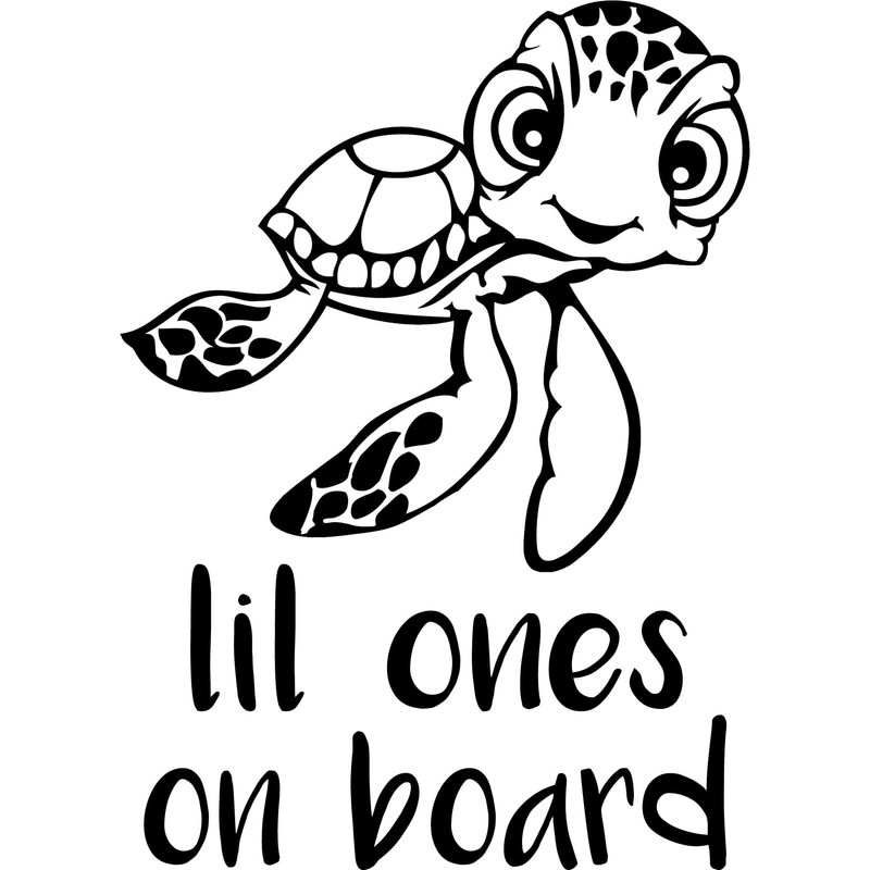 Lil Dude (or Dudette) on Board Turtle Vinyl Decal Sticker