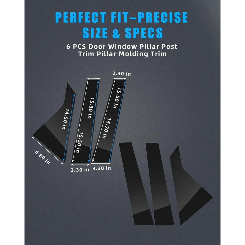 DYNVEX Door Window Trim for Chevy Impala 2014-2020, Glossy Black