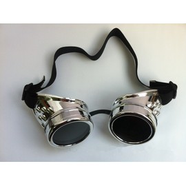AOBOR Steampunk Goggles Glasses Vintage Welding Gothic (Silver Glasses)