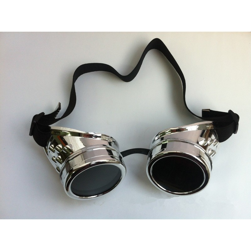 AOBOR Steampunk Goggles Glasses Vintage Welding Gothic (Silver Glasses)