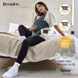 Freerider Co. Baby Sling | Stretchy Baby Wrap Carrier | Newborn - 30lbs | Premium Supersoft Tencel Fabric | Certified Hip Healthy | Award Winning Ergonomic Carrier (Ivy)
