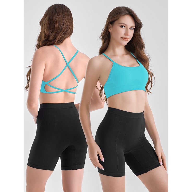Channo Women's Nylon Sports Bra - Removable Padding Cross Back